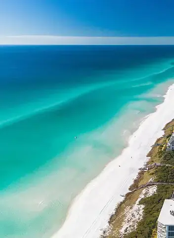 Turquoise Gulf water meeting the white sand at Inlet Beach