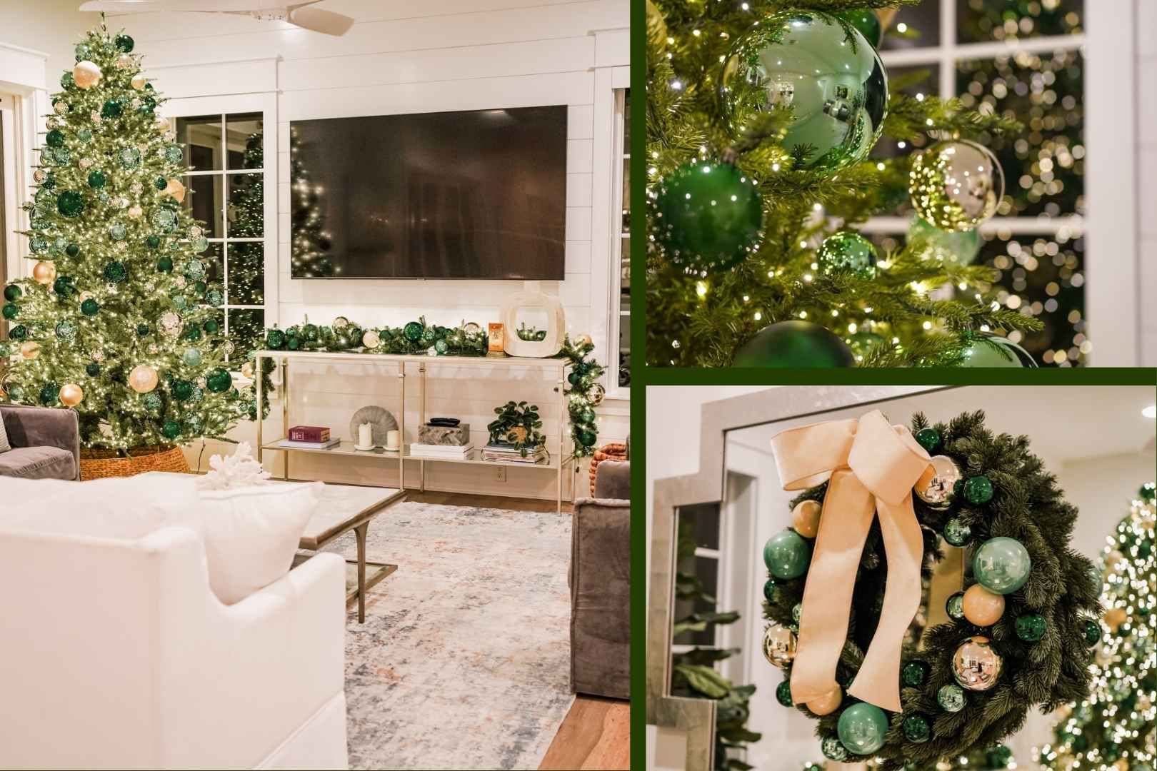 Barefoot Bliss Christmas tree and decorated living room